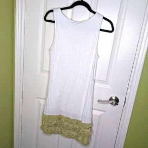 White and Sage Midi Ruffled Dress